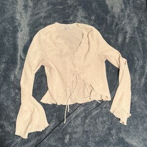 Crinkled Wrap Top in Light Cream